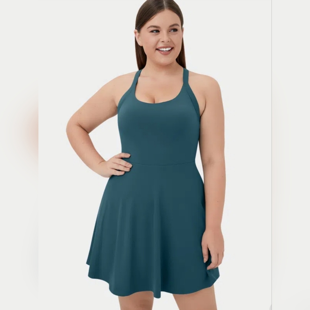 Backless Cut Out Twisted Side Pocket 2-in-1 Plus Size Barre Ballet Dance Dress